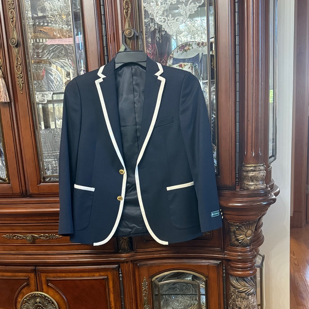Brooks Brothers Dark Blue Blazer with White Accents